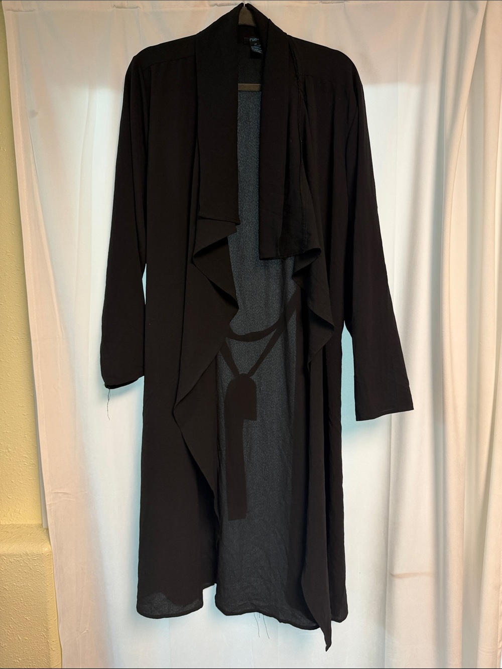 Rue 21 Black Draped Open Front Long Cardigan